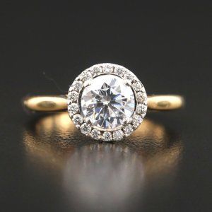 14K Diamond Semi-Mount Ring With CZ Center